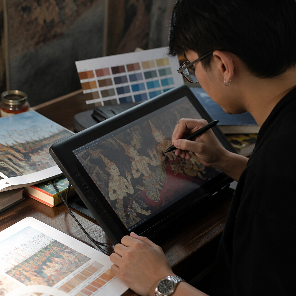 คู่มือดัดแปลง งานจิตรกรรมไทยโบราณเป็น Digital Art ให้ถูกต้องและให้เกียรติงานครู